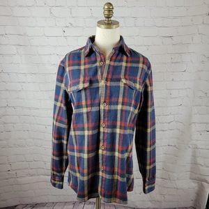 Grayers Eugen Long sleeve button down Flannel shirt, Navy Plaid, size S, NWT